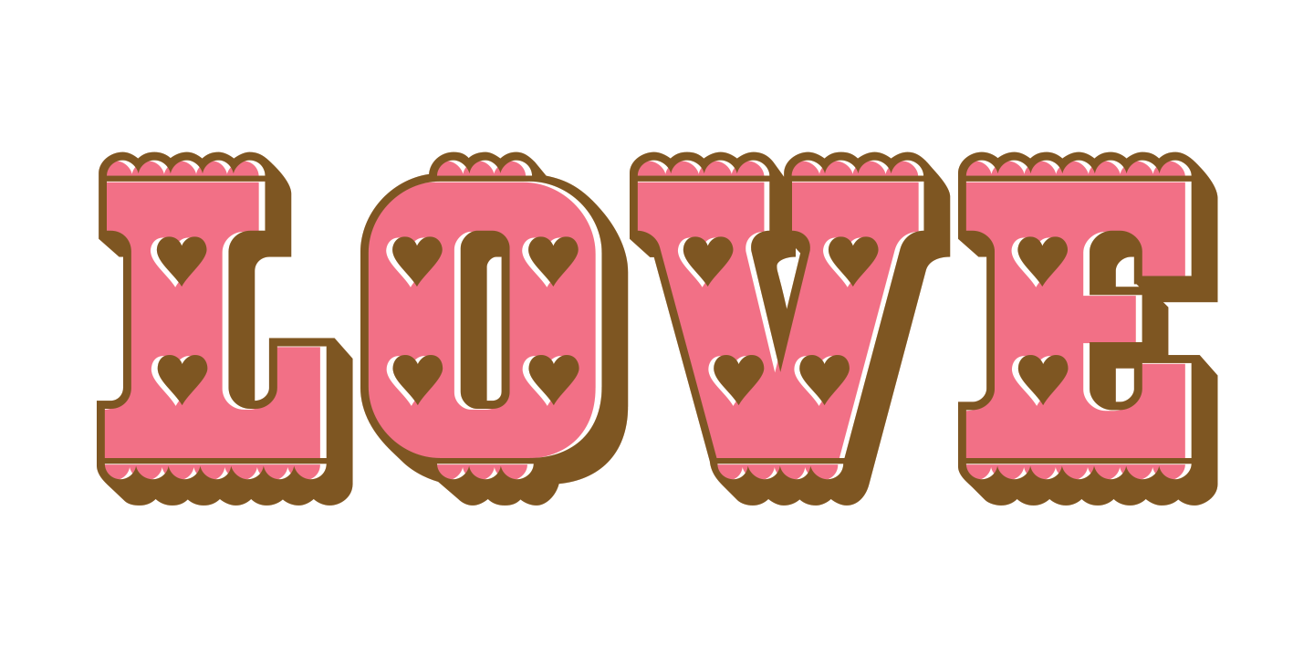 examples of the Pinked Hearts typeface