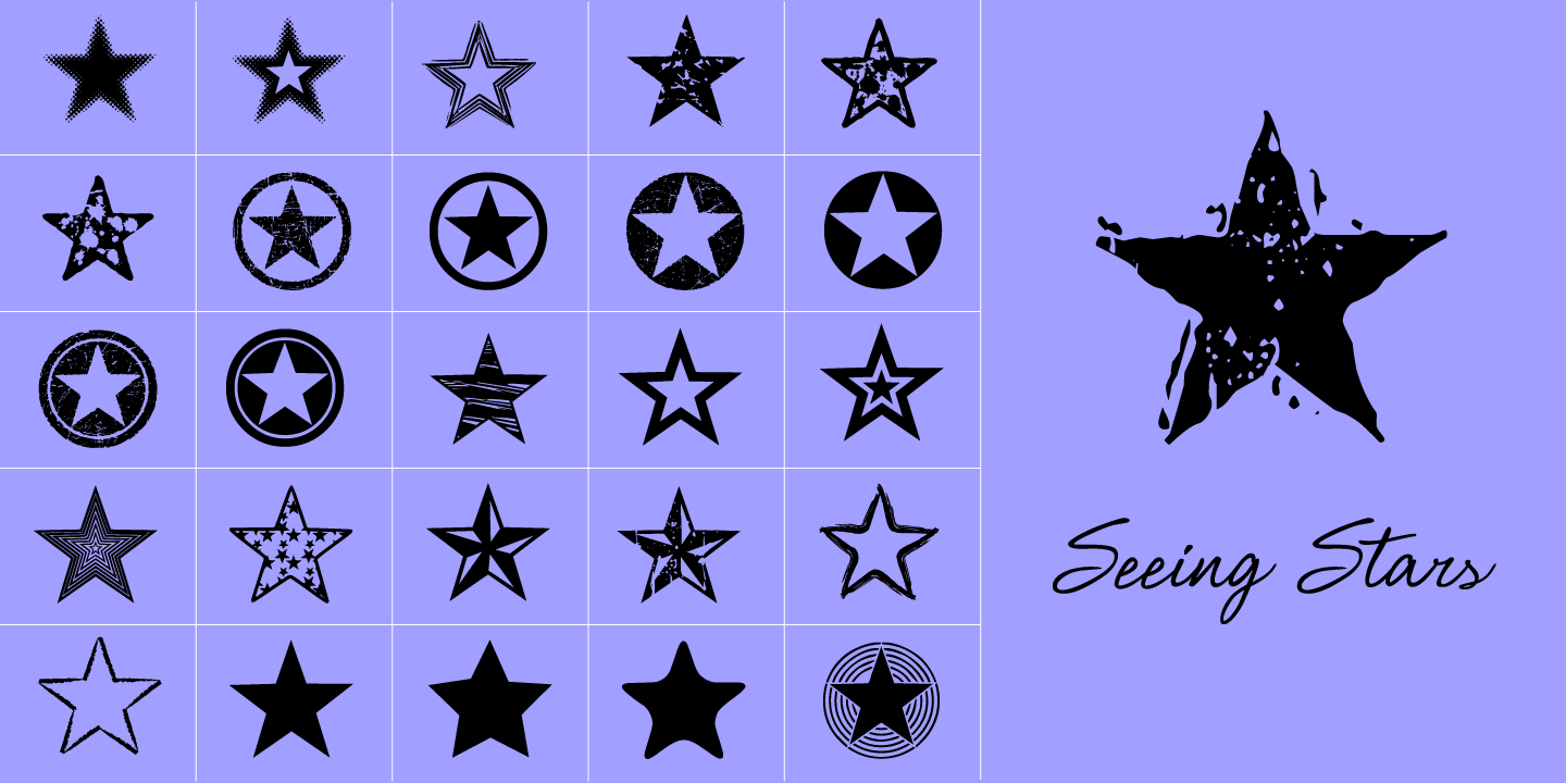 examples of the Seeing Stars typeface
