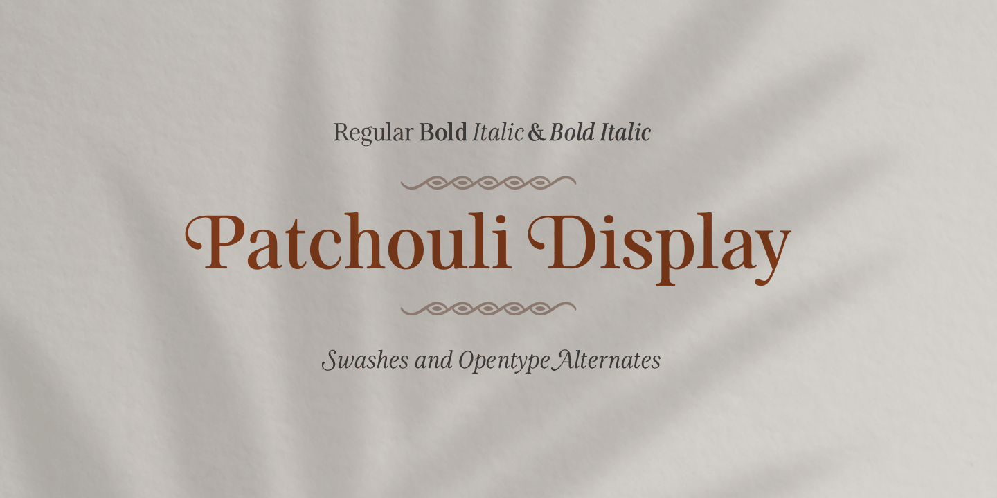 examples of the Patchouli Display typeface